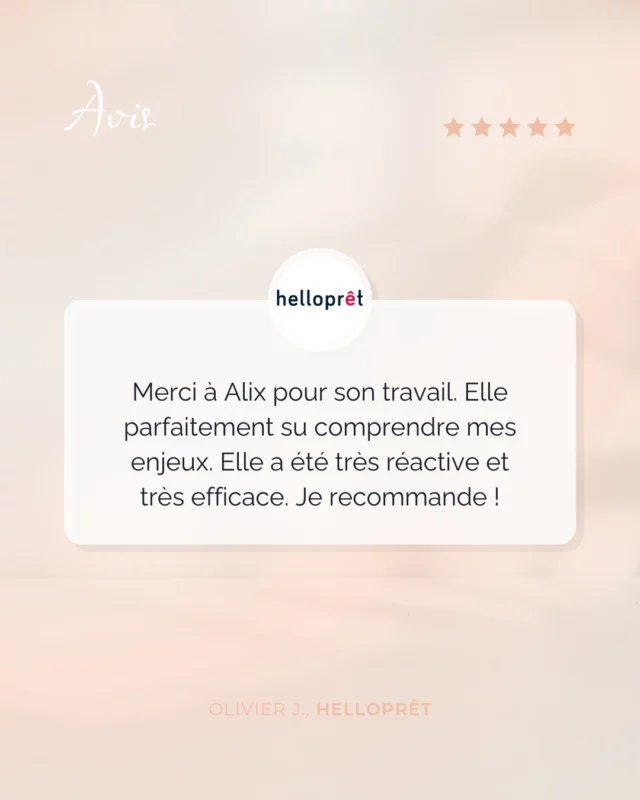 🌟 Chaque projet est le fruit d'une belle collaboration. Merci à tous mes clients pour leur confiance.

“ Merci à Alix pour son travail. Elle a parfaitement su comprendre mes enjeux. Elle a été très réactive et très efficace. Je recommande ! ” Olivier J., @hellopretofficiel 

Prêts à aller encore plus loin et innover ensemble ? Contactez-moi pour de nouveaux projets !
.
.
#ClientsSatisfaits #CollaborationCréative #Innovation #DesignPartenaire #alixds 

👩🏻‍💻 Graphiste en freelance, je crée des identités visuelles et réalise des supports de communication print & web épurés, élégants et modernes.